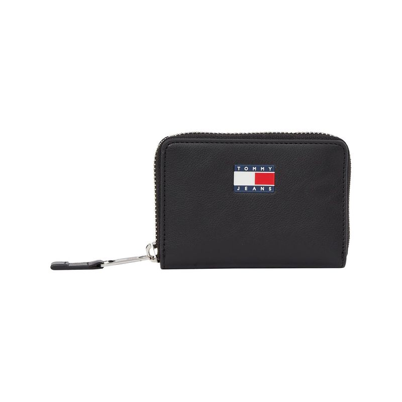 TOMMY HILFIGER - Billetera negra Essential con cremallera Tommy Hilfiger