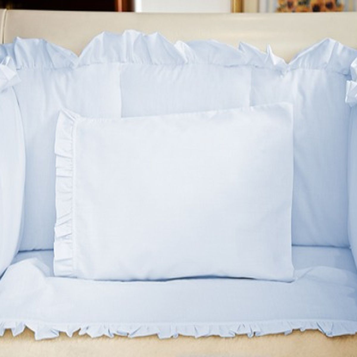 LILE - Juego de Sábanas Azul Cielo Boleros para Cunas