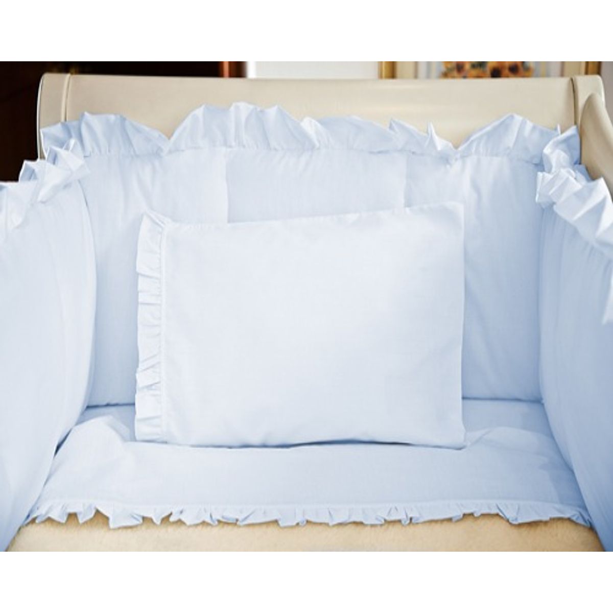 LILE - Juego de Sábanas Azul Cielo Boleros para Cunas