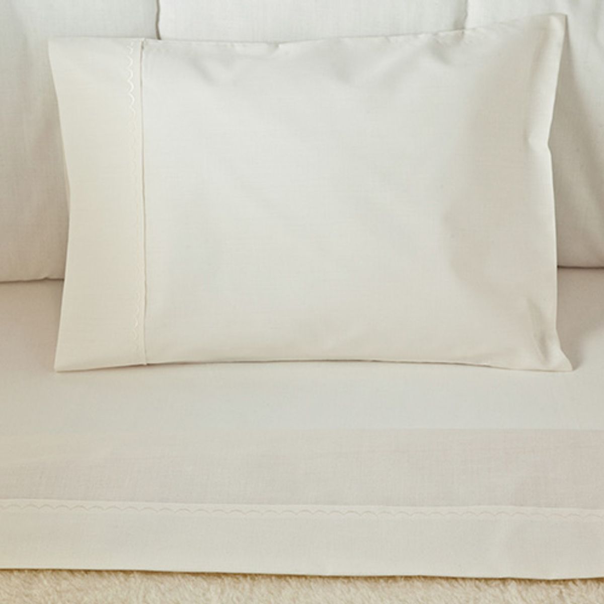 LILE - Juego de Sábanas Beige para Cunas Borde Beige