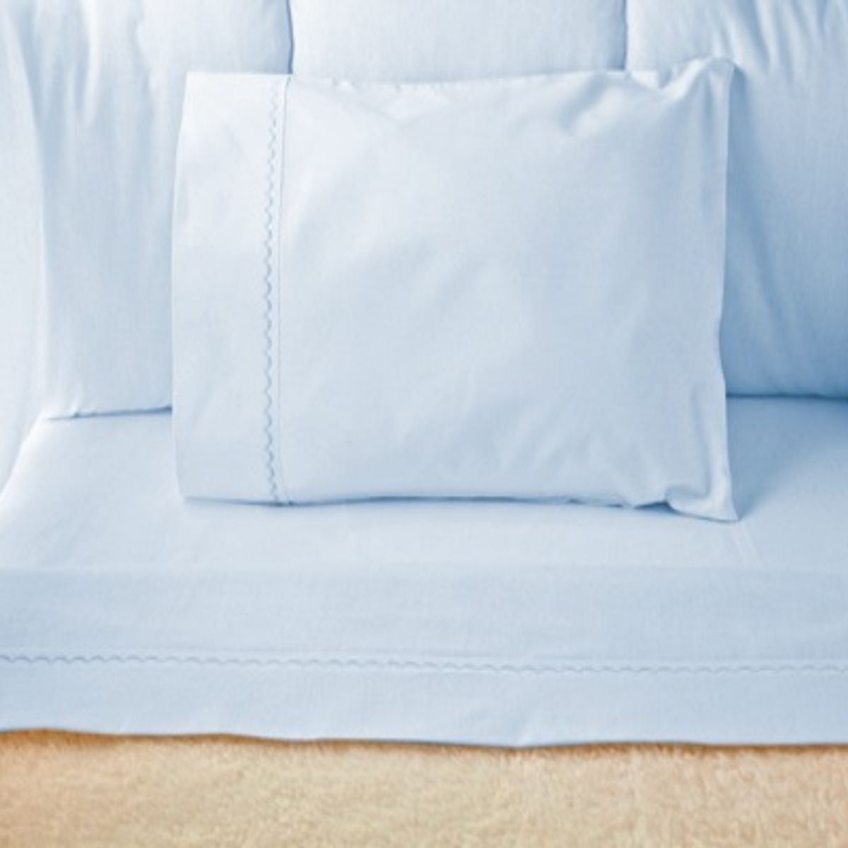 LILE - Juego de Sábanas Azul Cielo para Cunas Bordado Azul