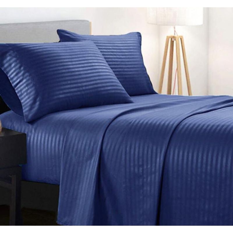 SIRENITAS - Juego de sabanas Cama King Azul Oscuro Elegante 40 cm alto