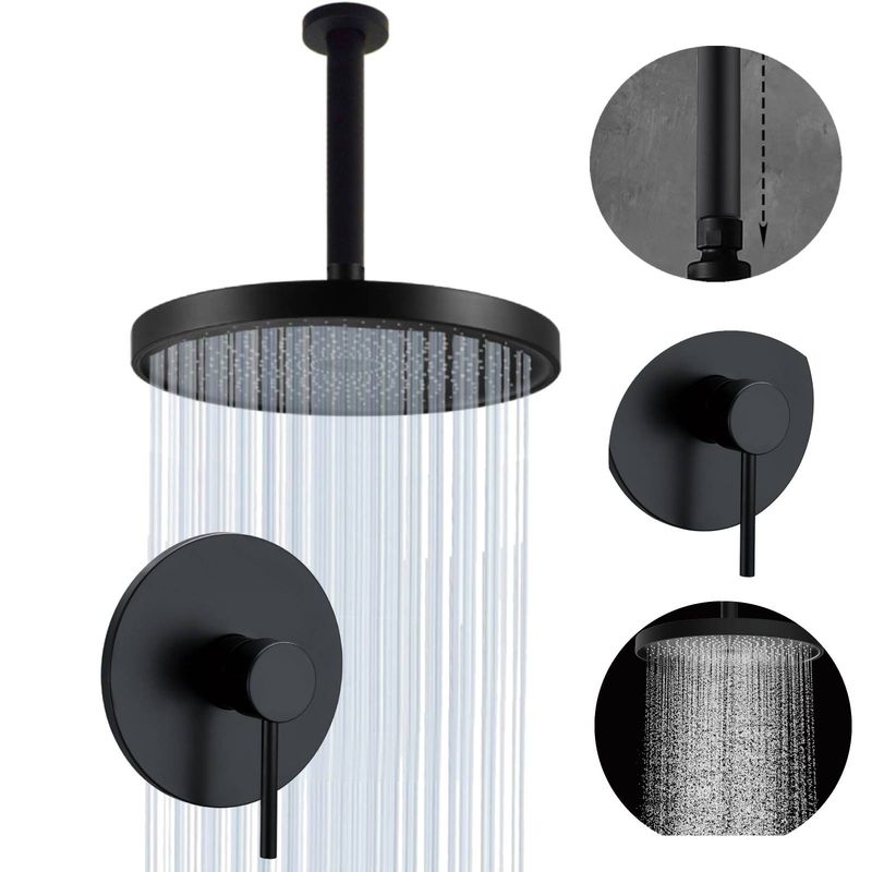 GENERICO - Kit Mezclador -ducha Antihongos Negro Self-cleaning Techo