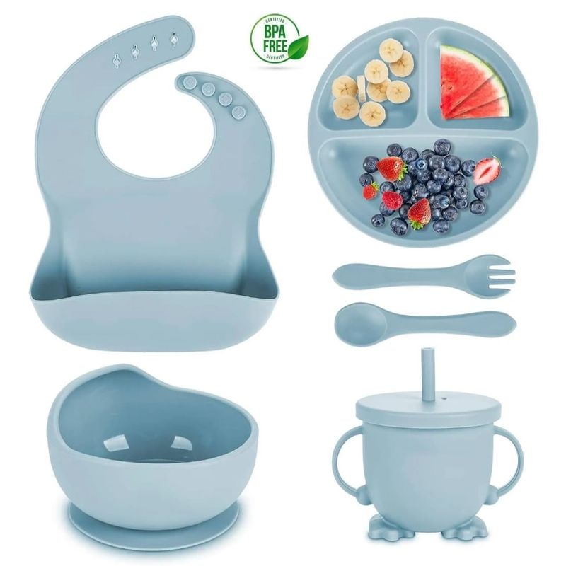 GENERICO - Set Vajilla Para Bebé 5 Piezas Silicona Libre BPA Elegante