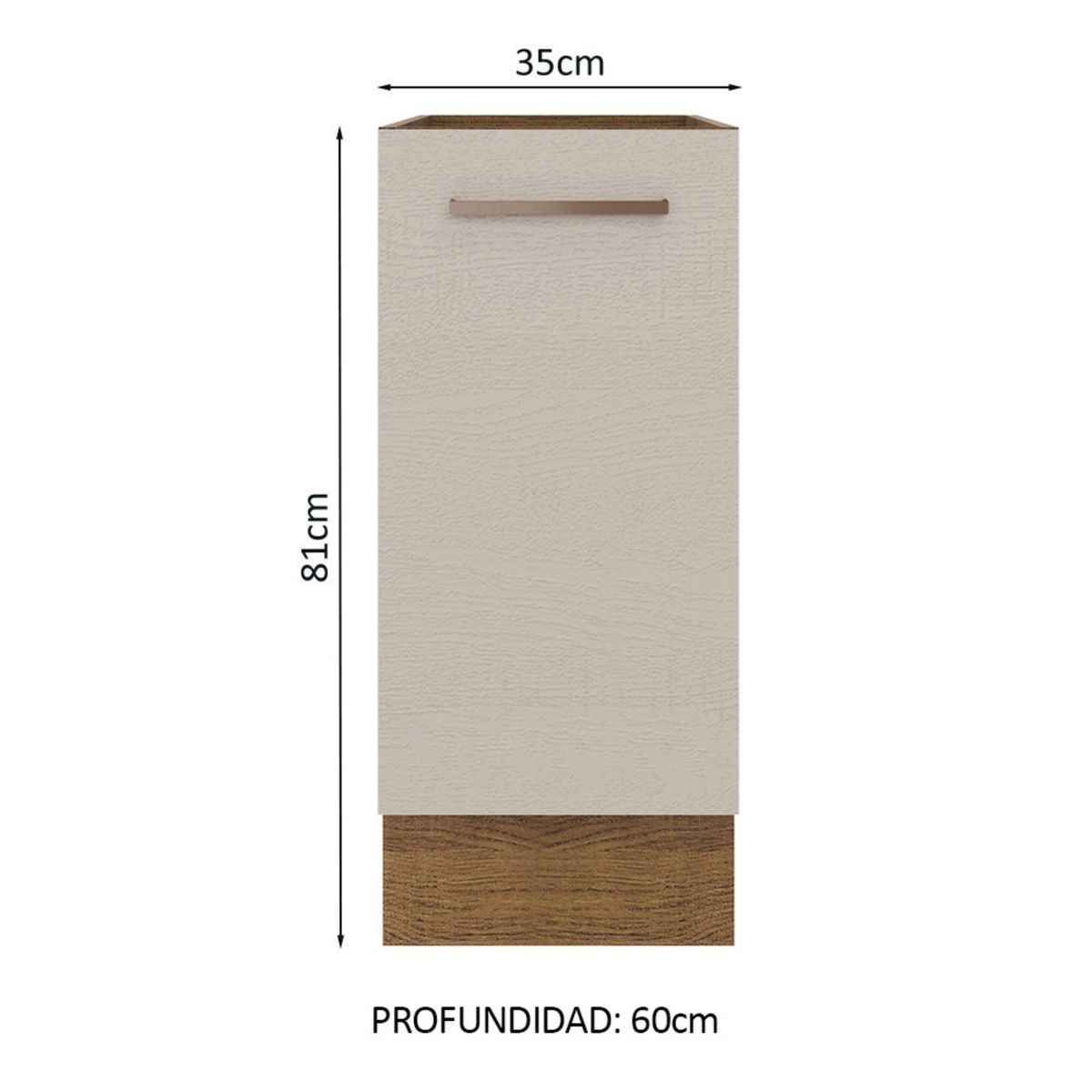 MADESA - Mueble de Cocina Bajo Agata 1 Puerta 35 cm x 60 cm Marrón/Crema (Sin Encimera)