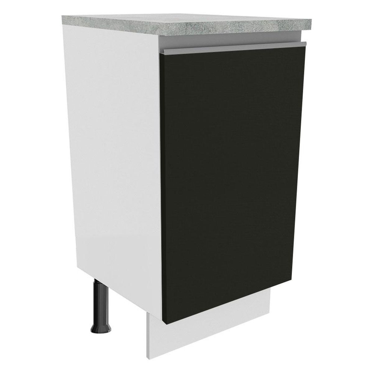 MADESA - Mueble de Cocina Bajo Glamy 40 cm 1 Puerta Blanco/Negro