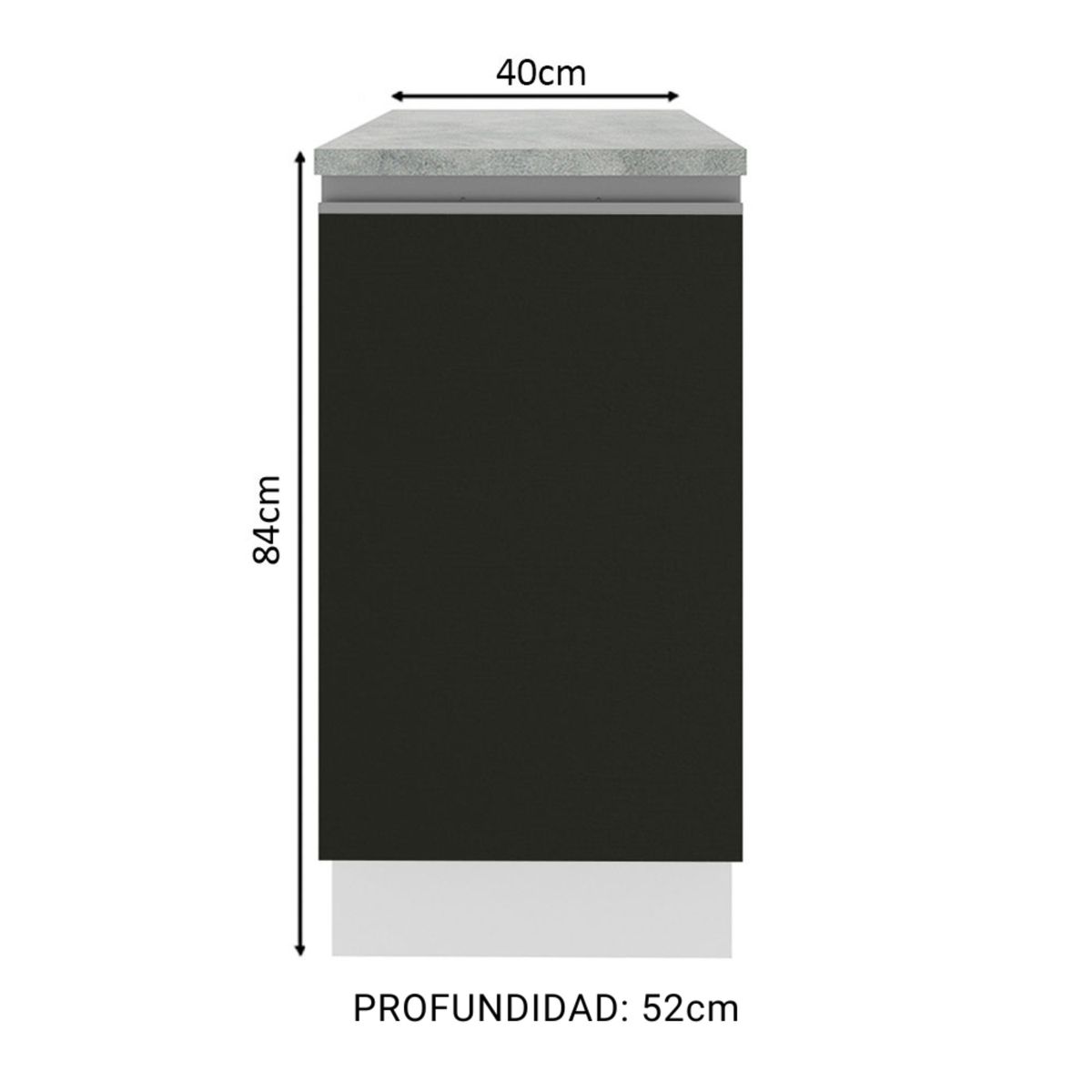 MADESA - Mueble de Cocina Bajo Glamy 40 cm 1 Puerta Blanco/Negro