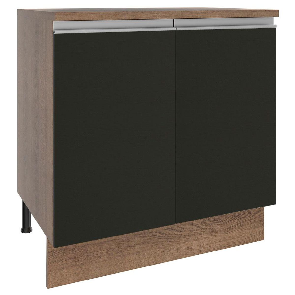 MADESA - Mueble de Cocina Bajo Glamy 80 cm 2 Puertas Marrón/Negro