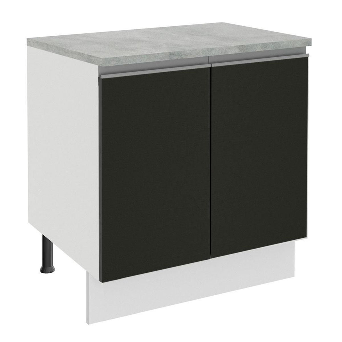 MADESA - Mueble de Cocina Bajo Glamy 80 cm 2 Puertas Blanco/Negro