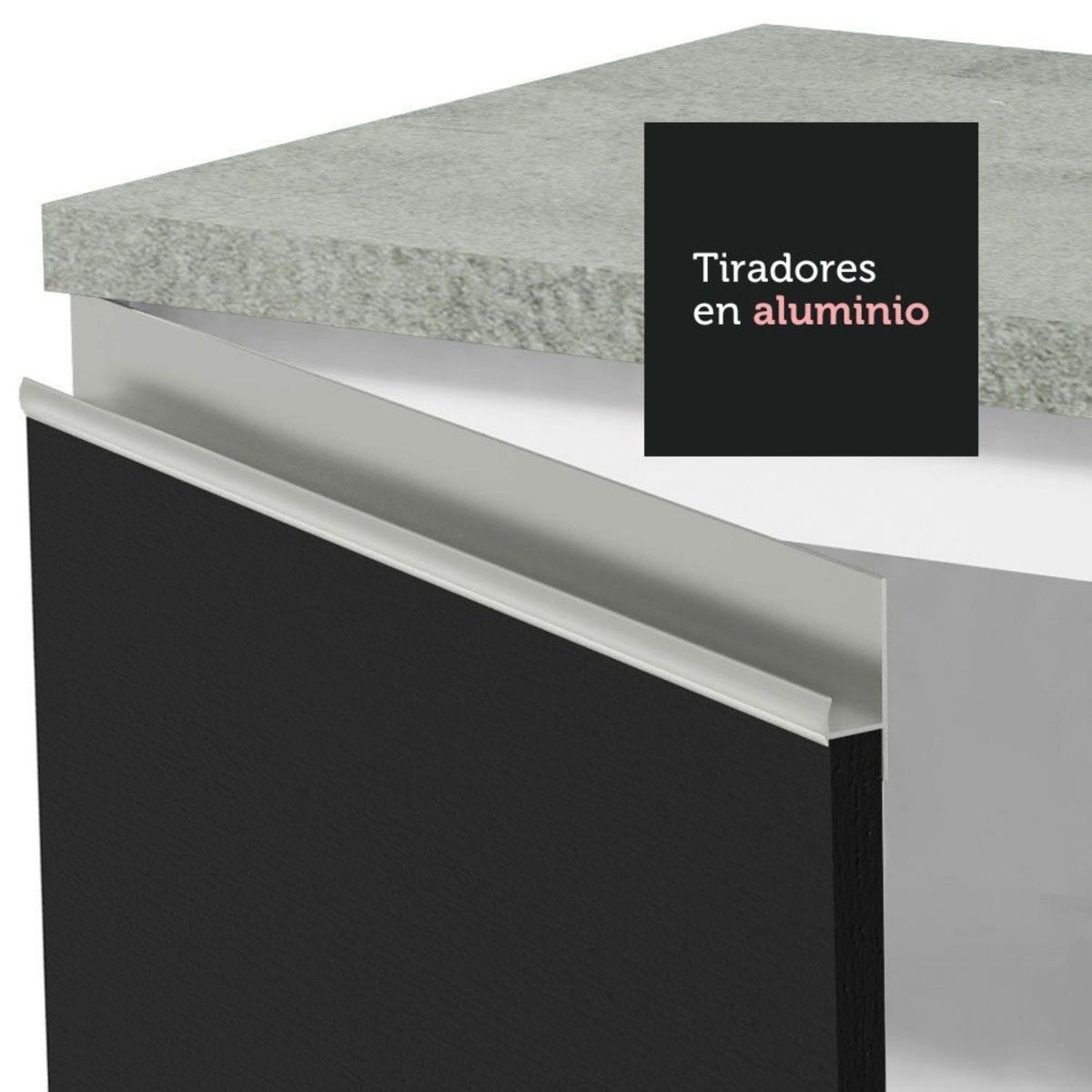 MADESA - Mueble de Cocina Bajo Glamy 80 cm 2 Puertas Blanco/Negro