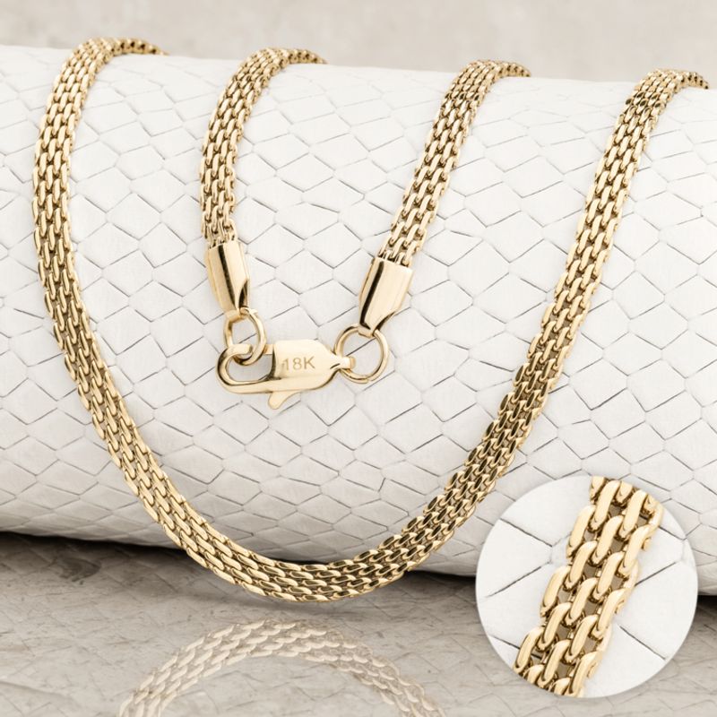 GLEAM GOLD - Cadena Oro Laminado 18K Tejido Chinesco 6MM x 65 CM Unisex