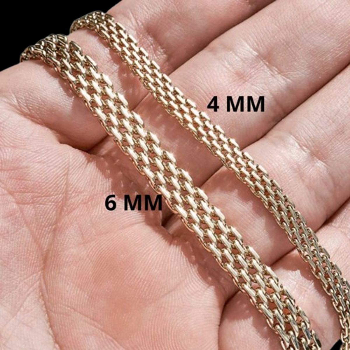 GLEAM GOLD - Cadena Oro Laminado 18K Tejido Chinesco 6MM x 65 CM Unisex