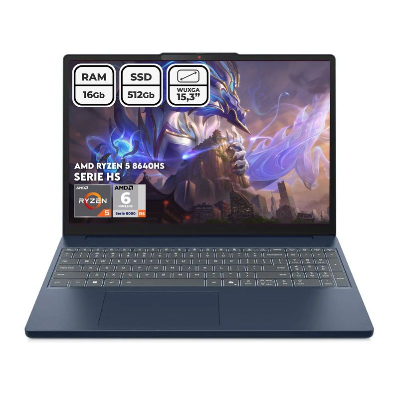 LENOVO - Portátil Lenovo Amd Ryzen 5 8640hs Ram 16gb Ssd 512gb 15,3 Pul Computador Portátil
