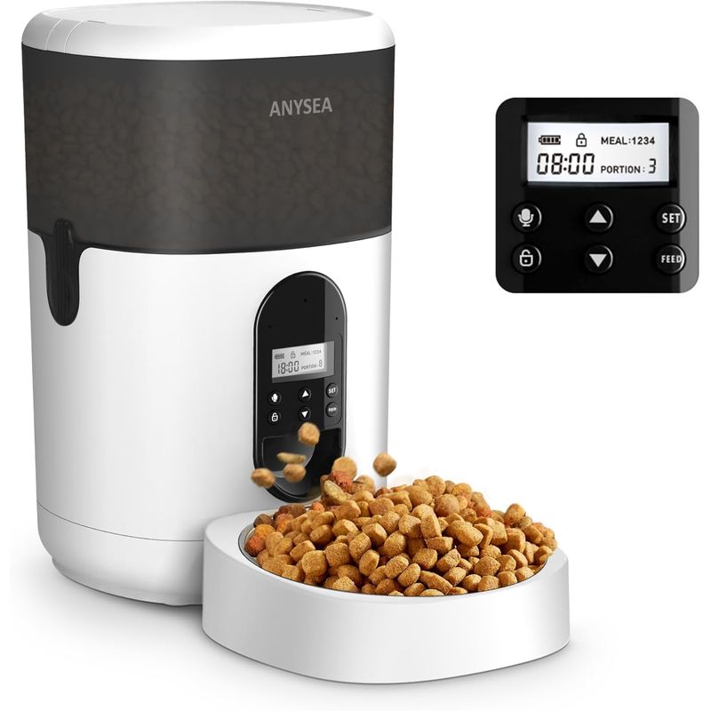 GENERICO - Comedero Dispensador Automático Gatos Perros Control Voz