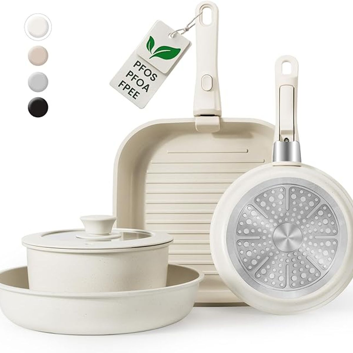 GENERICO - Juego De Ollas De Cerámica Batería Antiadherente Extraíble