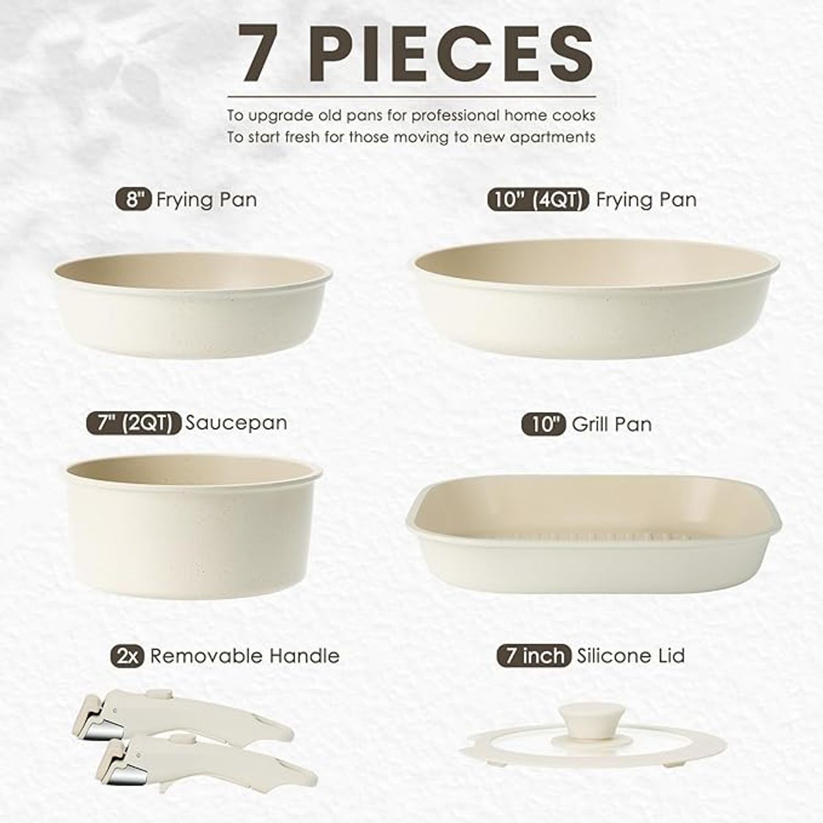 GENERICO - Juego De Ollas De Cerámica Batería Antiadherente Extraíble