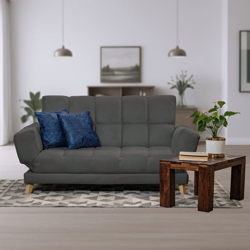 GENERICO - Sofá Cama AMAIKA Tipo Ocean Gris Oscuro con Cojines