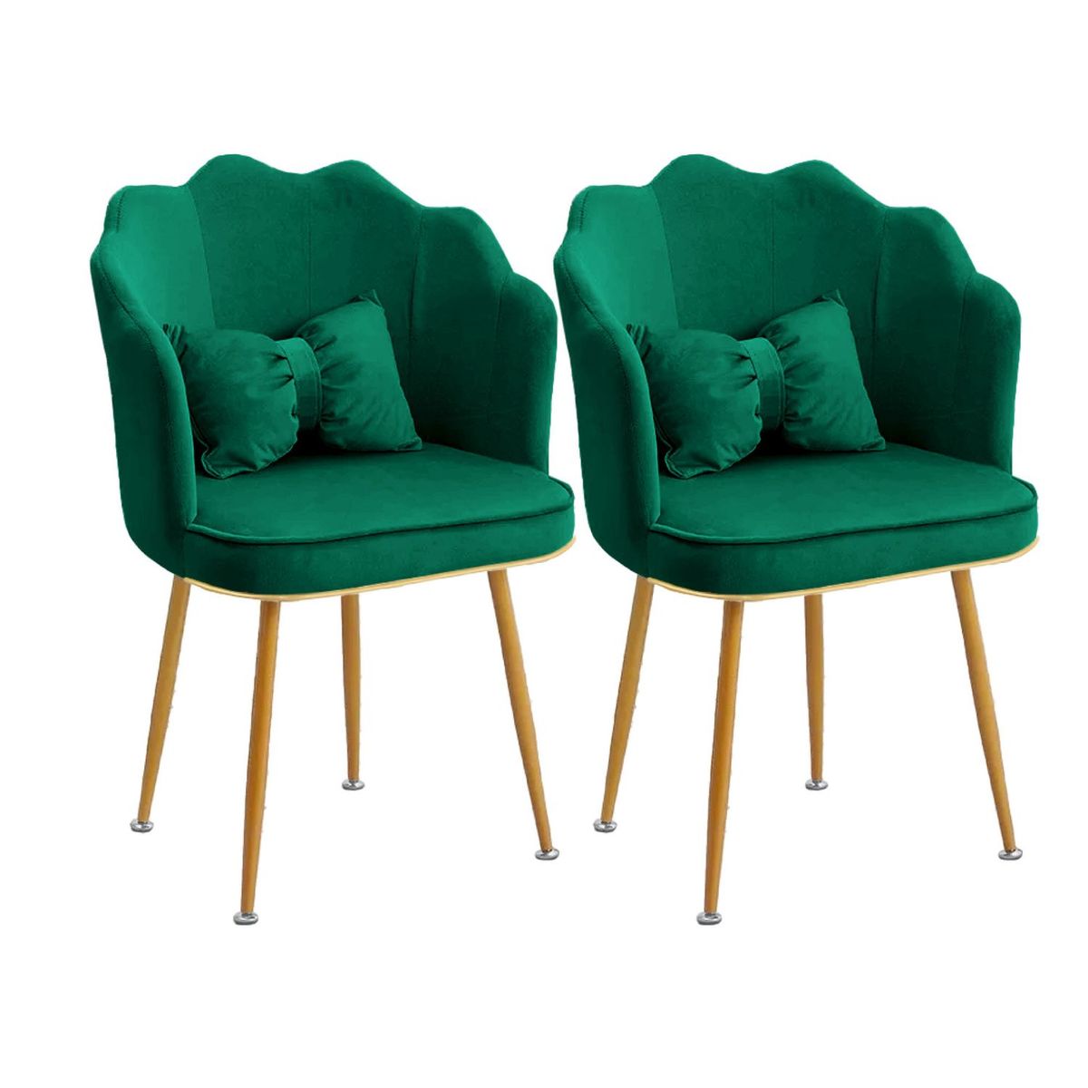 DIMATEX LEON - Set X2 Silla Decorativa Sala Comedor Dormitorio Refalana Dorado OscuroVerde