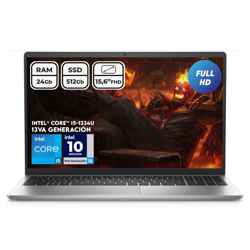 DELL - Portátil Dell Intel Core I5 1334u Ram 24gb Ssd 512gb 15,6 Pul Computador Portátil