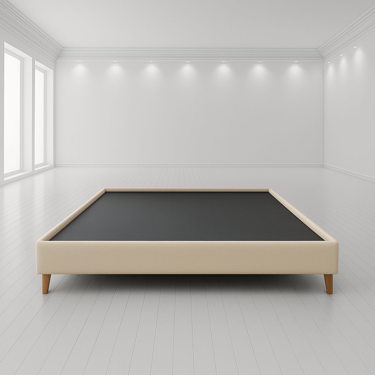 GENERICO - Base-cama beige 140 pata de madera (cama Doble)