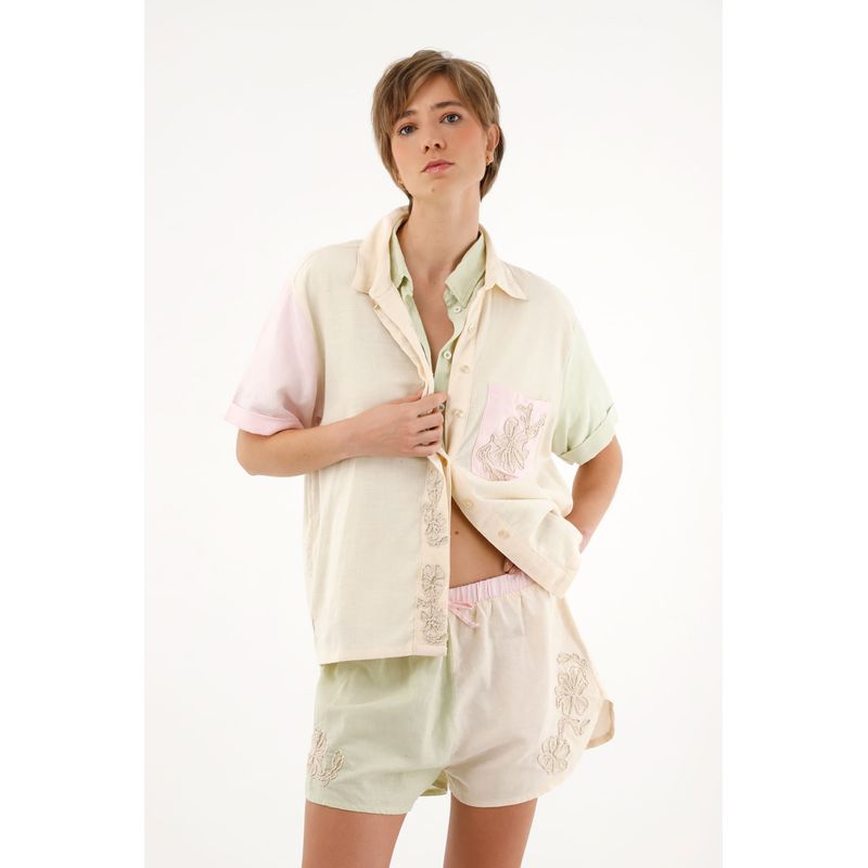 TENNIS - Camisa multicolor con detalles bordados para mujer