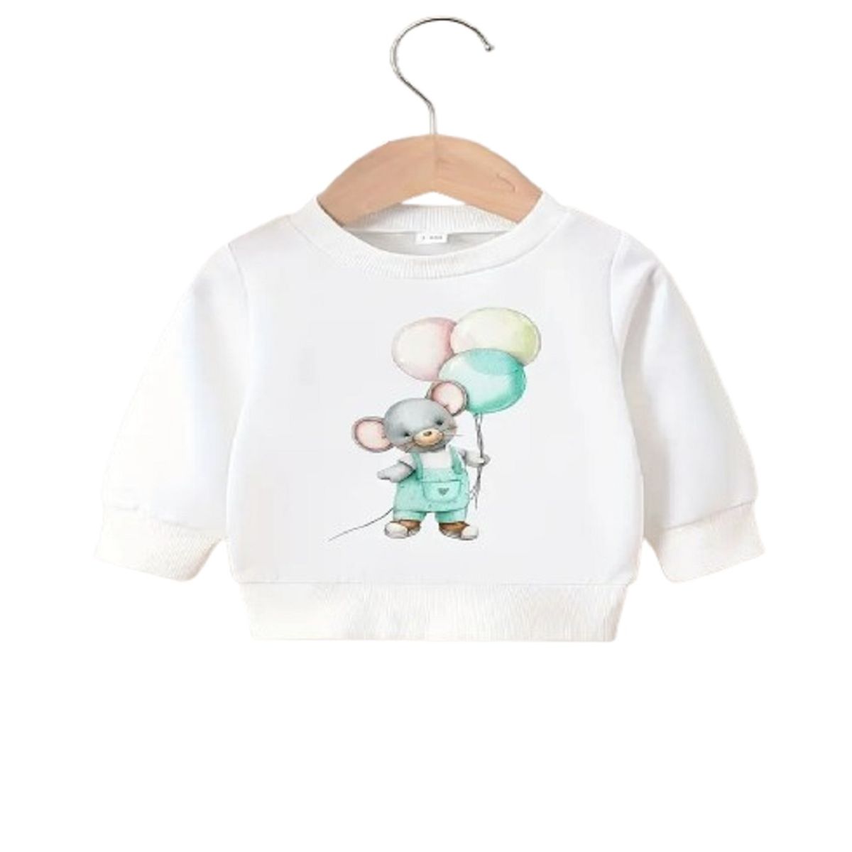 100 - Sueter Blanco de Ratoncito con Globos