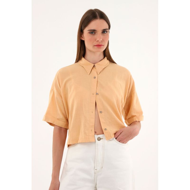 TENNIS - Camisa manga corta naranja para mujer