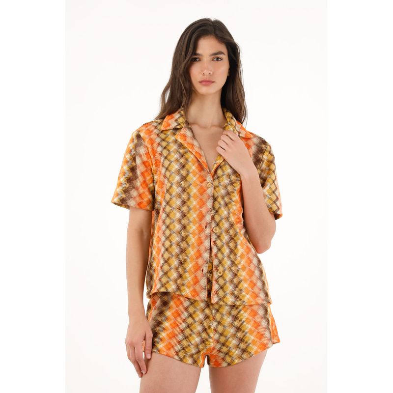 TENNIS - Camisa tipo bowling manga corta para mujer