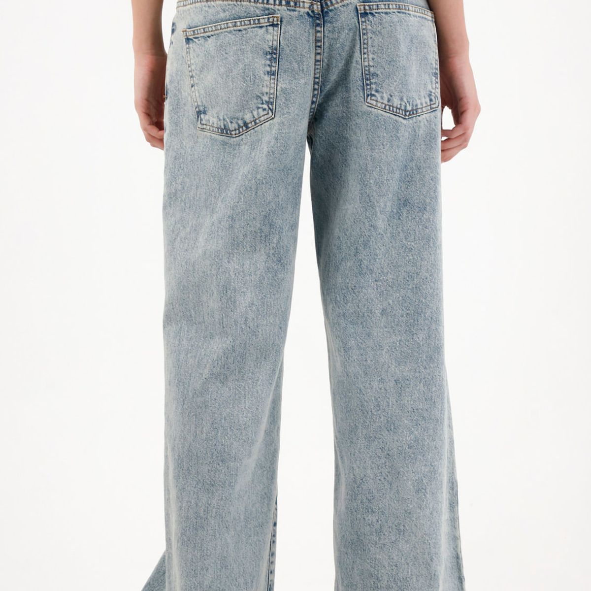 TENNIS - Jean Wide Leg de tiro alto con pretina en contraste para mujer