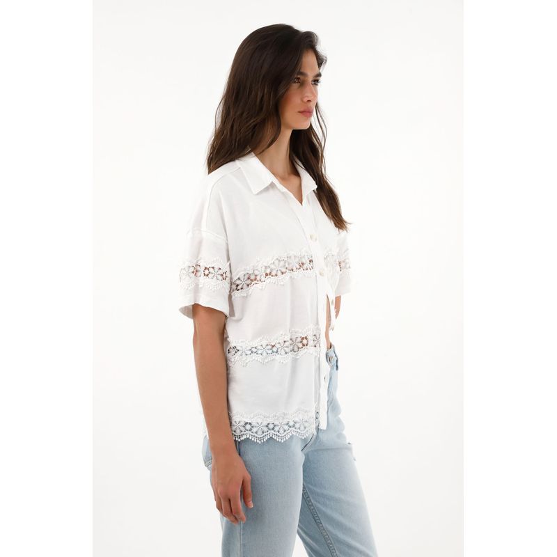 TENNIS - Camisa manga corta con cortes decorativos para mujer