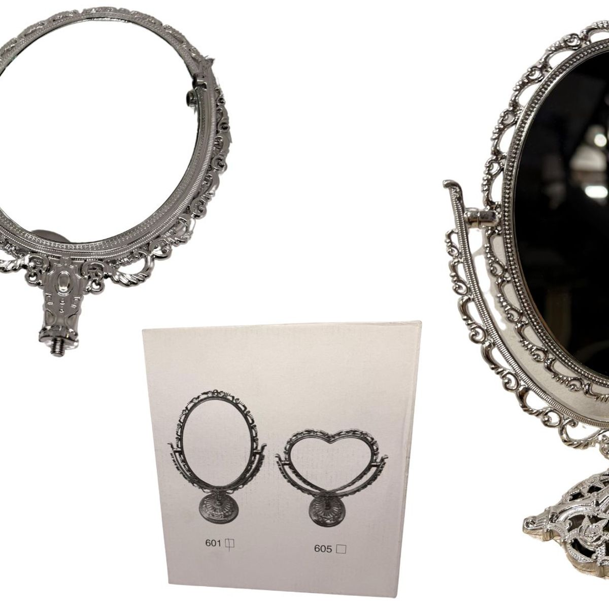 MAZUGI - Espejo De Tocador Ovalado diseño clásico antiguo con base plateado