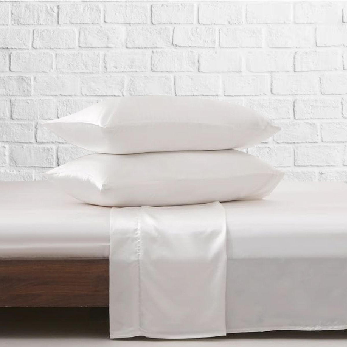 MY HOME STORE - Sábana de Seda Satín - Blanco - Doble