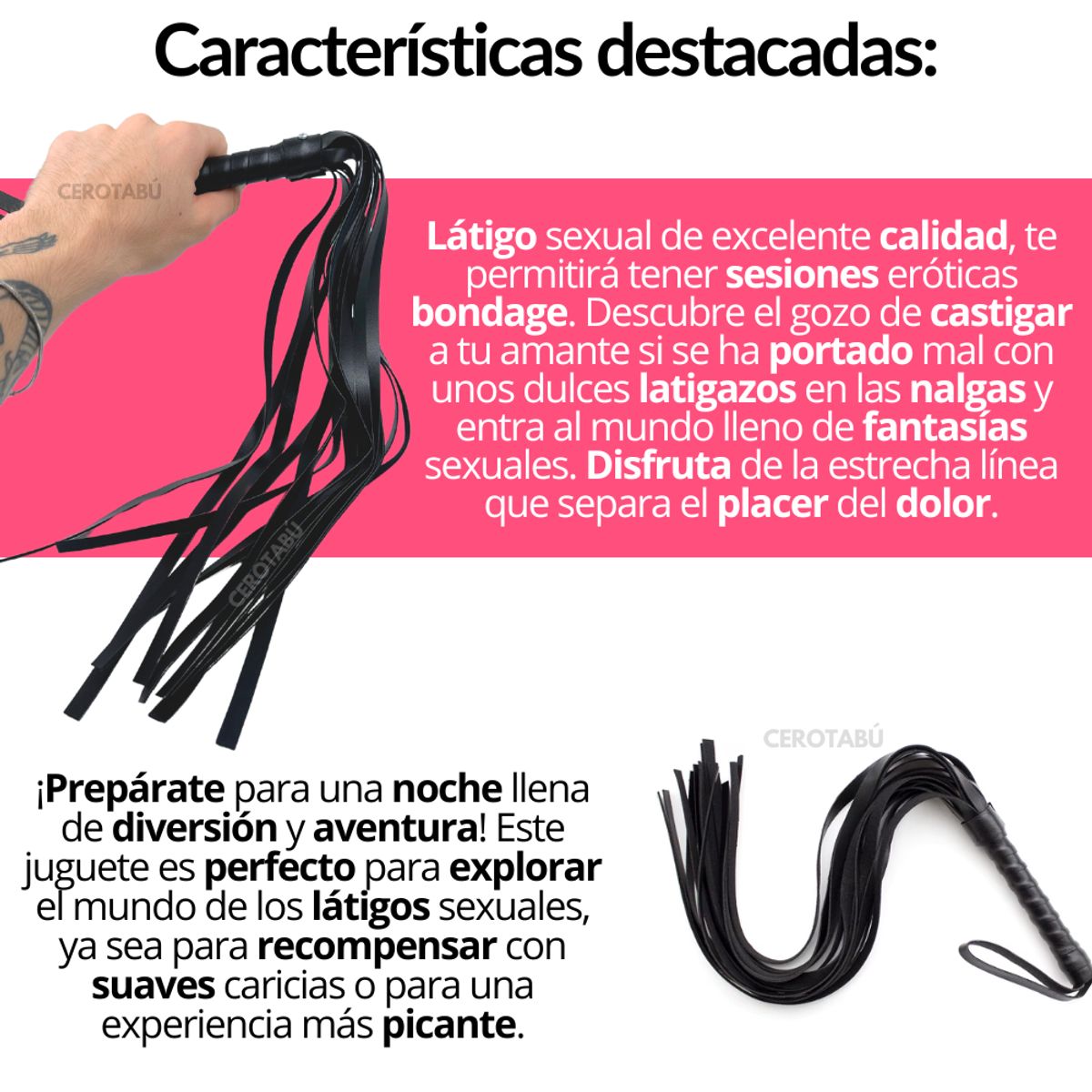 GENERICO - Látigo Sexual Sadomasoquismo Bdsm Cuero De Alta Calidad