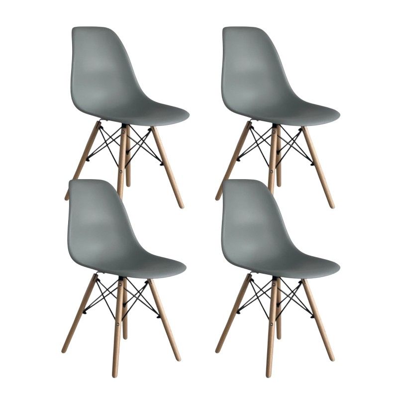 GENERICO - KIT X4 Silla Eames Estilo y Funcionalidad GRIS