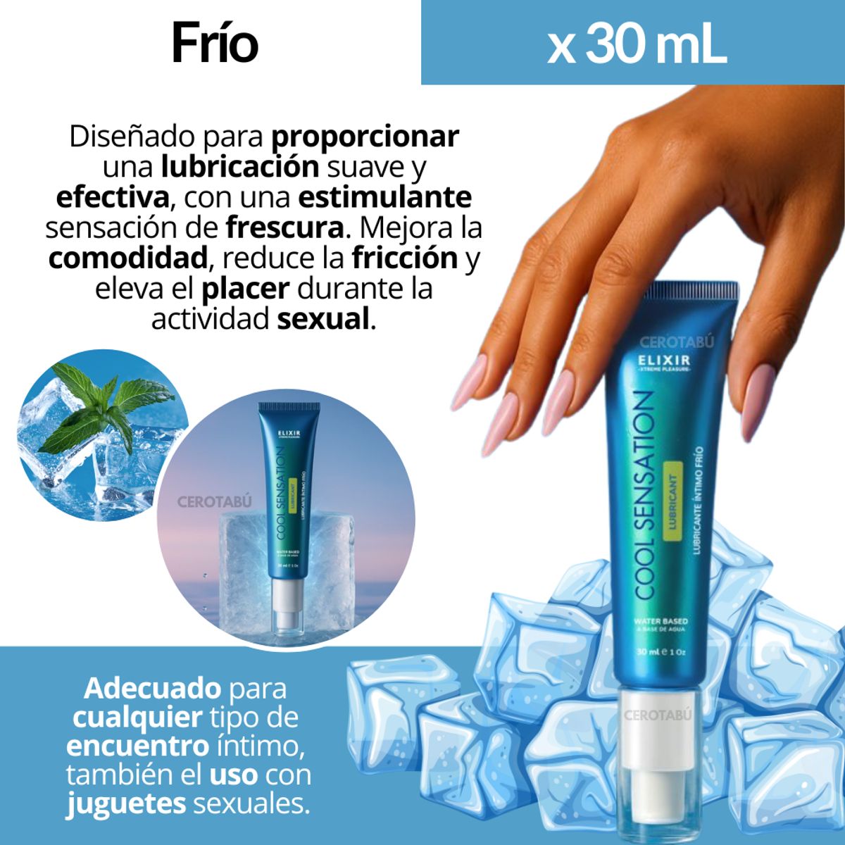 ELIXIR - Lubricante Intimo Frío Cool Sensation Mentolado Elixir 30ml