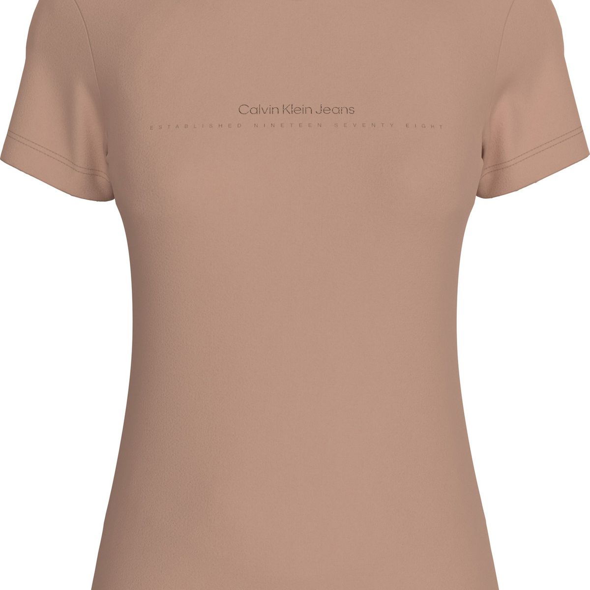 CALVIN KLEIN - Camiseta beige slim con logo Calvin Klein