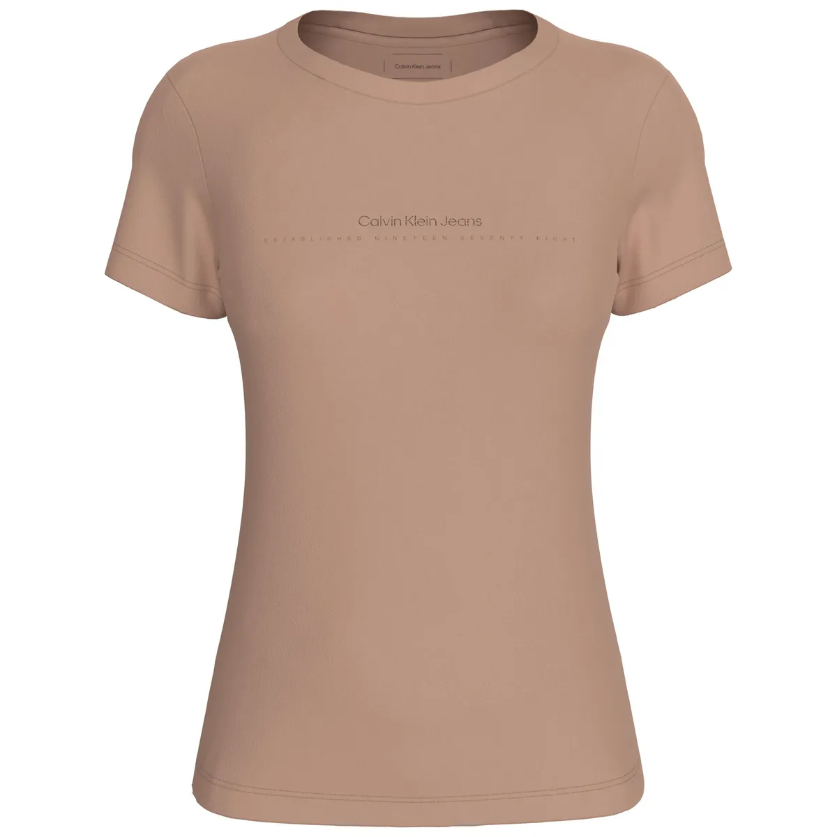 CALVIN KLEIN - Camiseta beige slim con logo Calvin Klein