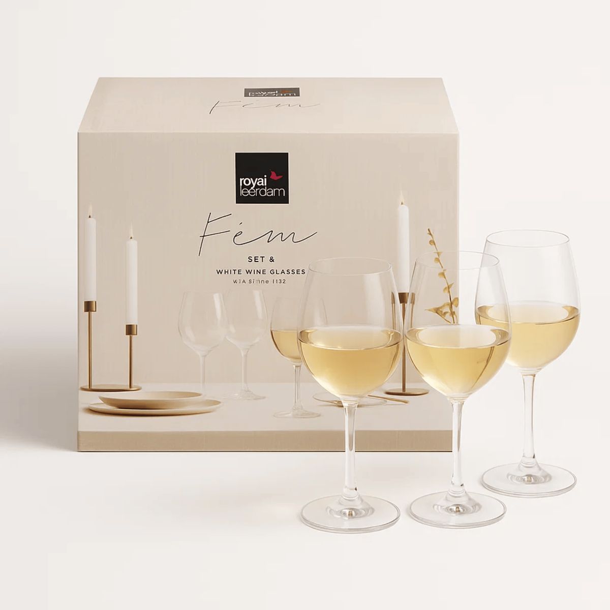 LIBBEY - Set x6 Copas de Vidrio para Vino Blanco FIM 410 ml Elegantes
