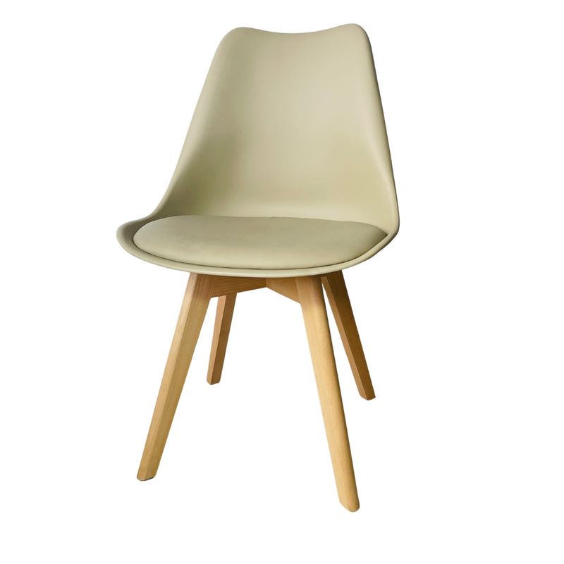 GENERICO - Diseño que Enamora Silla Ema en Eco Cuero y Madera BEIGE