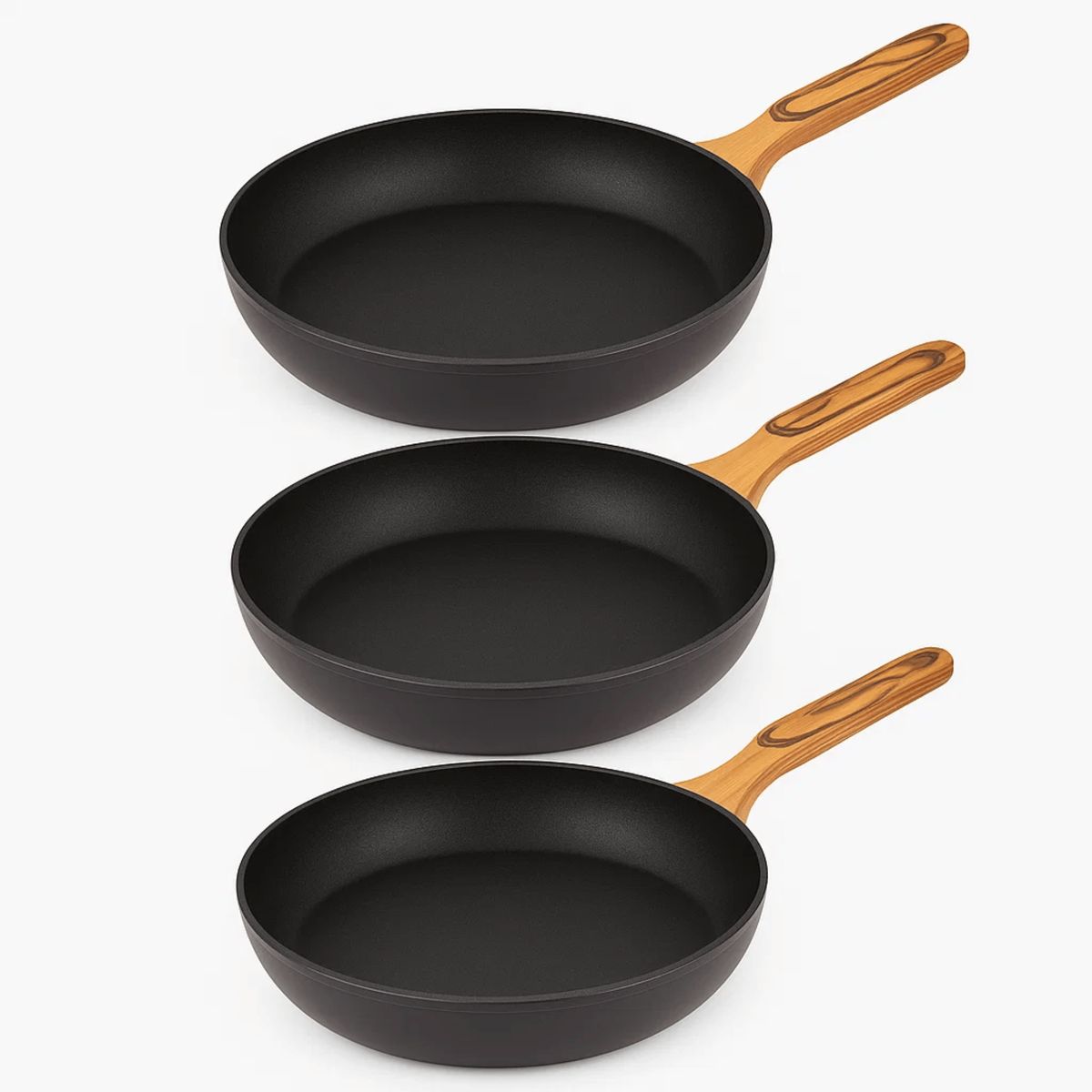 BERGNER - Set x3 Sartenes Antiadherentes Charcoal 20, 24 y 28 cm  alum Forjado