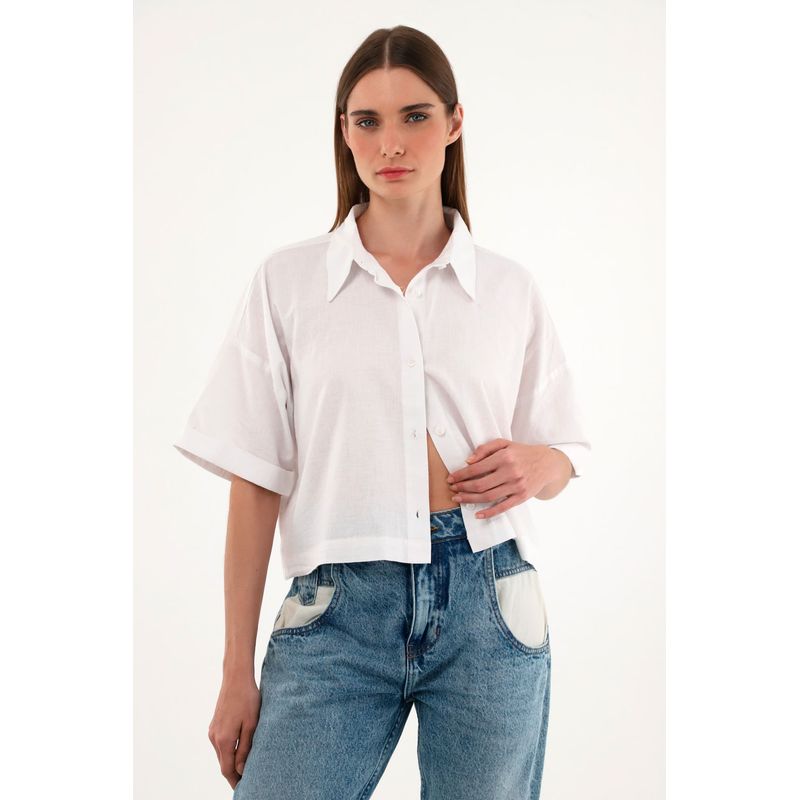 TENNIS - Camisa blanca cuello clásico para mujer