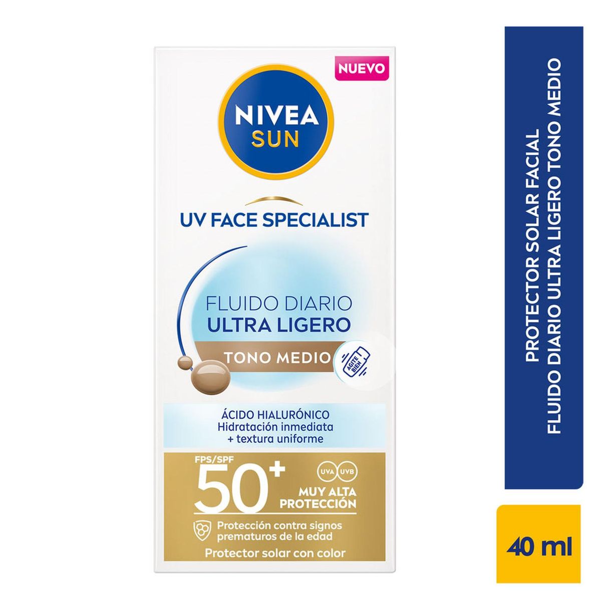 NIVEA - Protector Solar Nivea Ultraligero Tono Medio FPS50​ 40ML