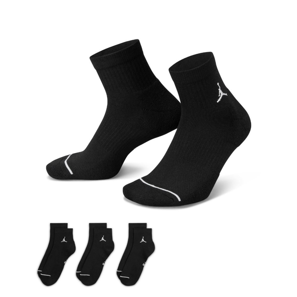 NIKE - Medias Nike Jordan Everyday Cush Ankle 3Pr - Hombre-Negro