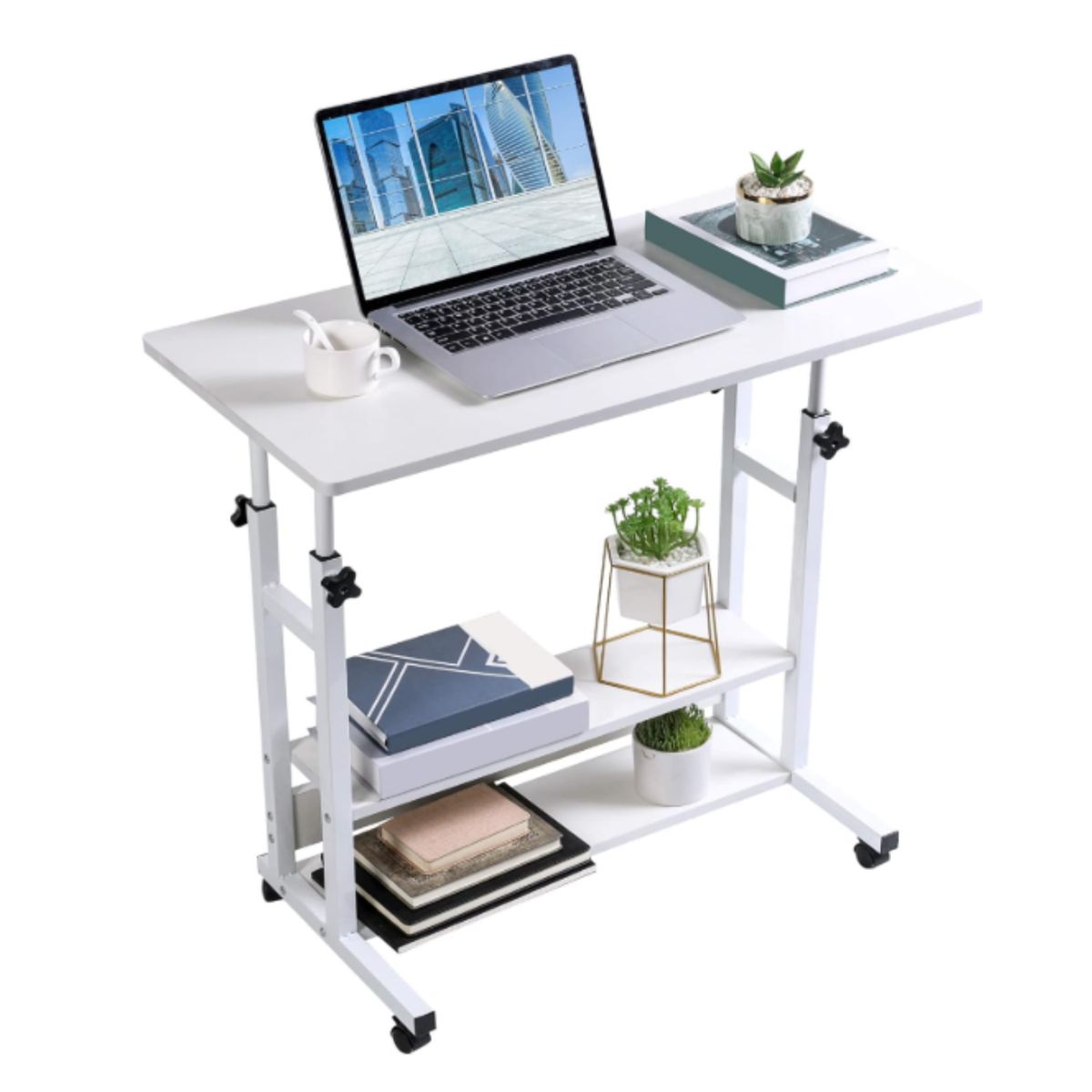 GENERICO - Mesa Escritorio Plegable 3 Niveles computadores Móvil Multiusos Blanca_.