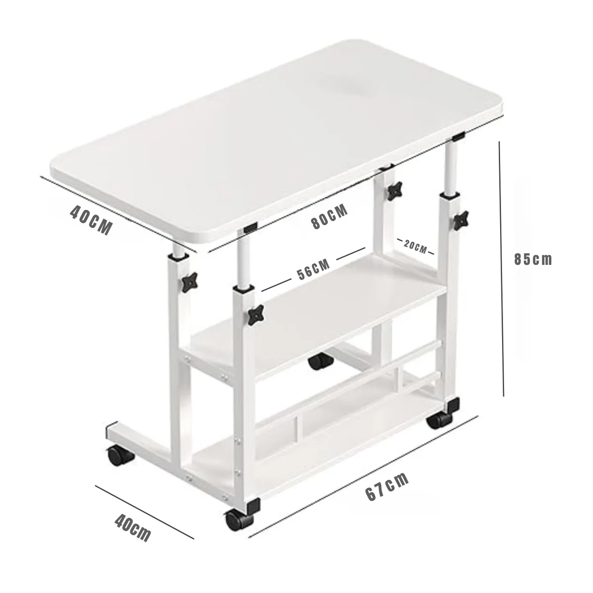 GENERICO - Mesa Escritorio Plegable 3 Niveles computadores Móvil Multiusos Blanca_.