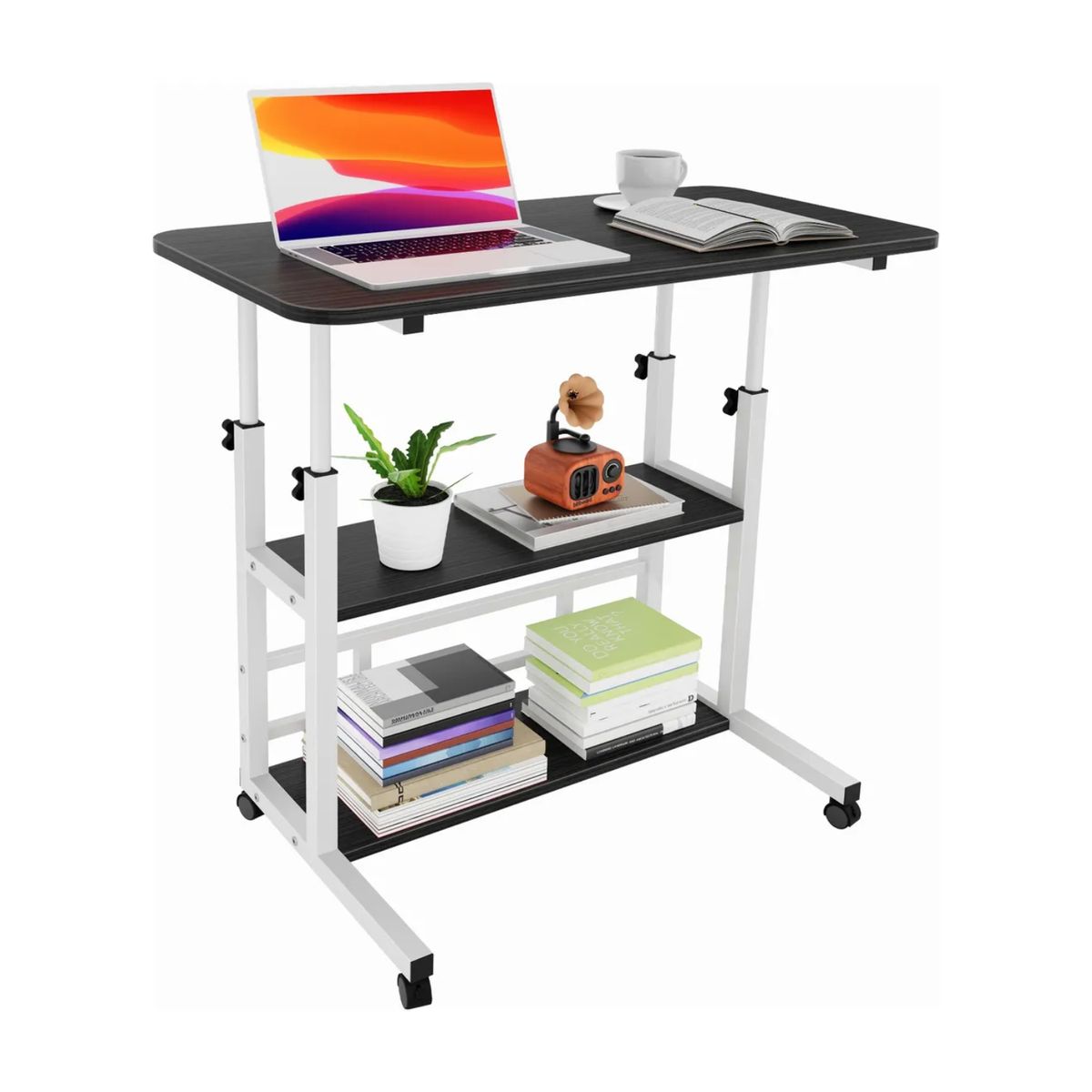 GENERICO - Mesa Escritorio Plegable 3 Niveles computadores Móvil Multiusos Negra