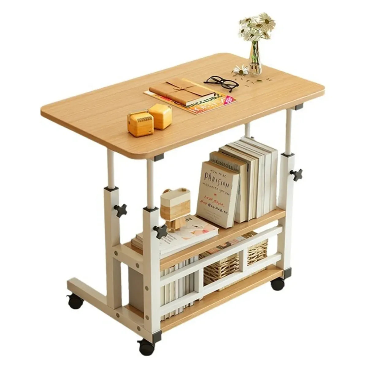 GENERICO - Mesa Escritorio Plegable 3 Niveles computadores Móvil Multiusos Maple