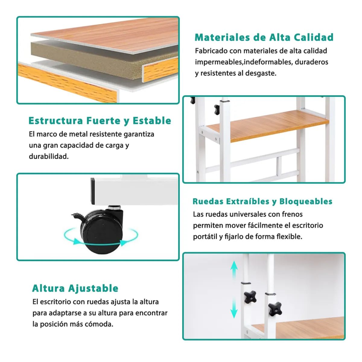 GENERICO - Mesa Escritorio Plegable 3 Niveles computadores Móvil Multiusos Maple