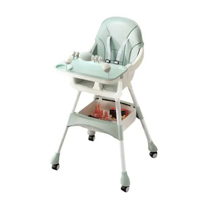 MY NEW BABY - Silla Comedor Plegable Bebe 2en1 Acolchado Ruedas Didáctico
