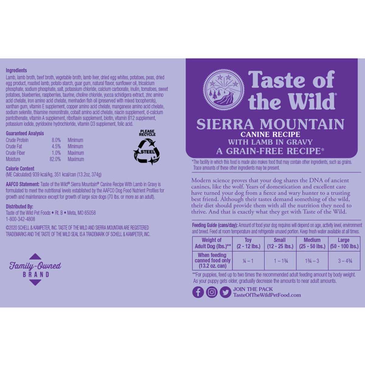 TASTE OF THE WILD - Taste of the Wild Sierra Mountain con Cordero- 28 lb